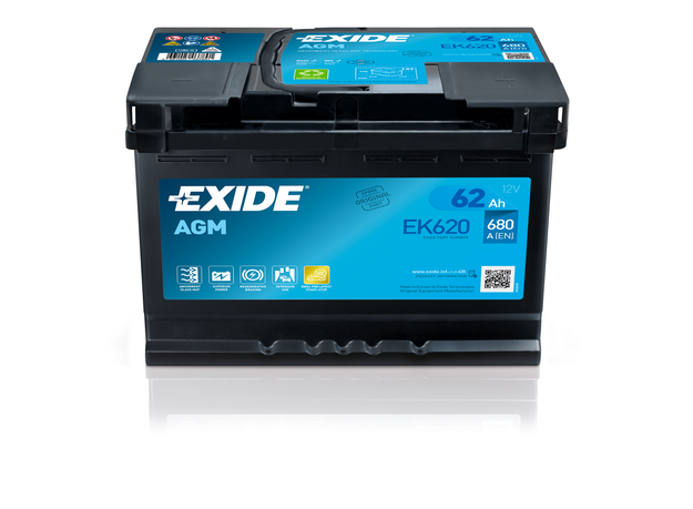 Autobaterie EXIDE Start-Stop AGM 12V 62Ah 680A EK620