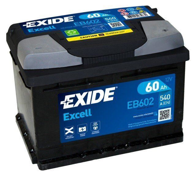 Autobaterie EXIDE Excell 12V 60Ah 540A EB602