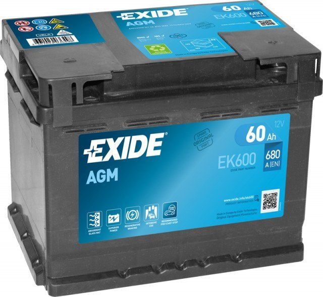 Autobaterie EXIDE Start-Stop AGM 12V 60Ah 680A EK600