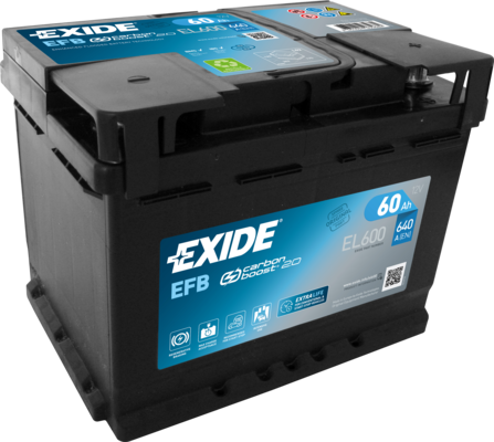 Autobaterie EXIDE Start-Stop EFB 12V 60Ah 640A EL600